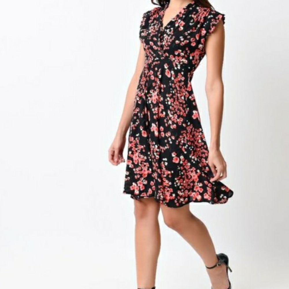 Unique vintage cherry blossom dress large